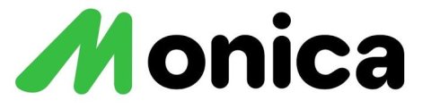 Monica Logo and word mark Green and Black